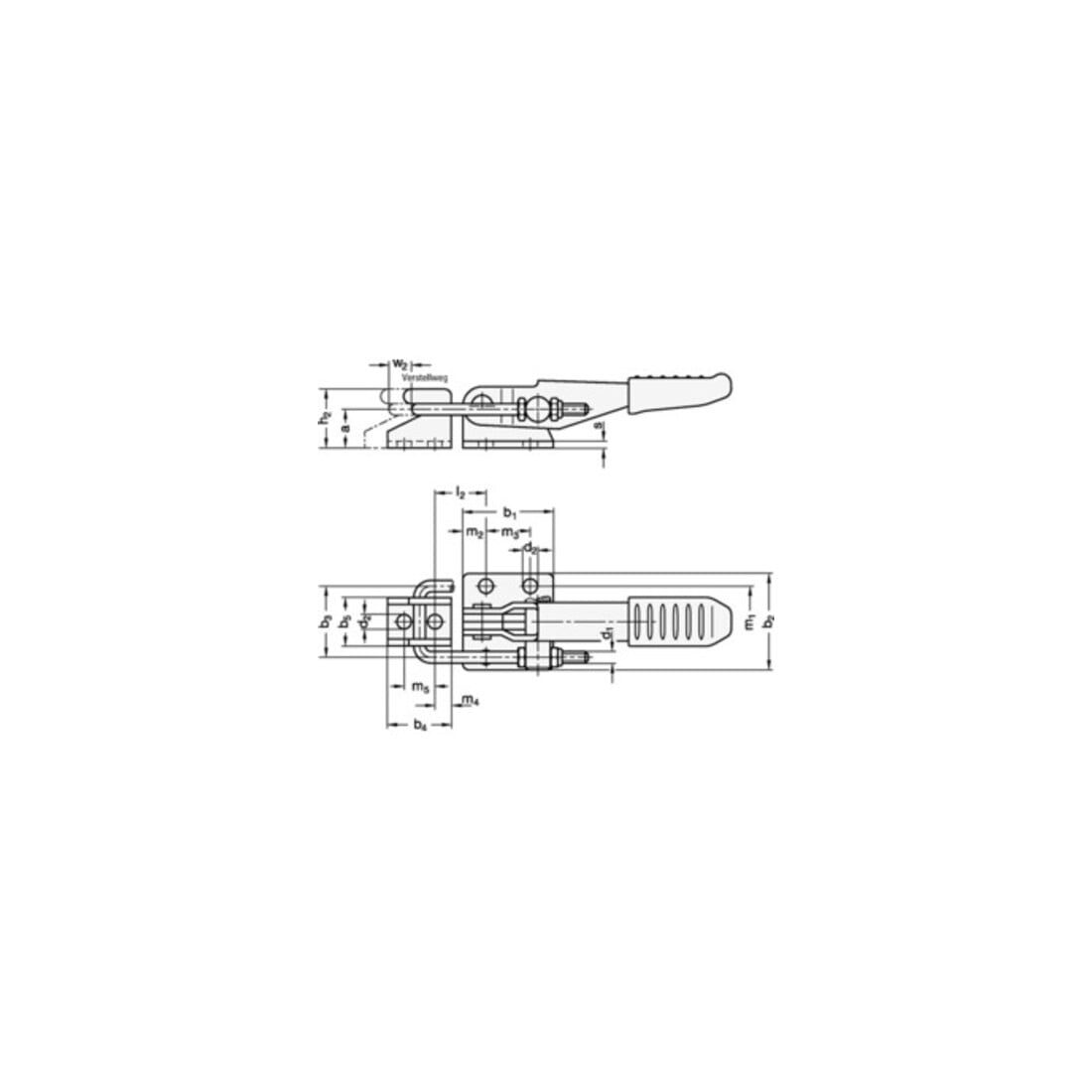 Ganter Serrure-serrure GN 851 STA Force de maintien FH 1600 N