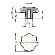 Ganter Sterngriff DIN 6336 m.Gewindebuchse Ku.d1 63mm d2 M 12mm-5