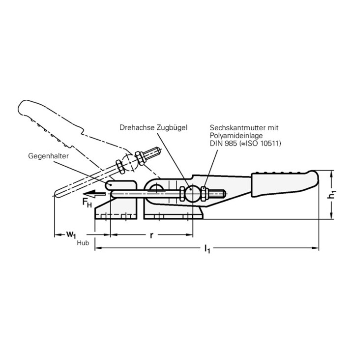 Ganter Verschluss-Spanner GN 851 STA Haltekraft FH 7000 N
