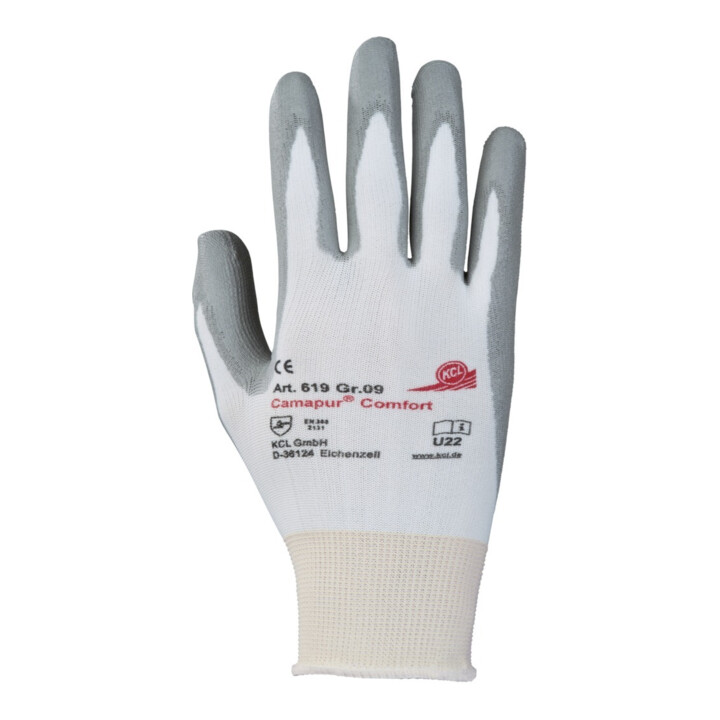 Gants Camapur Comfort 619 T. 10 blanc/gris tricot polyamide avec polyuréthane EN