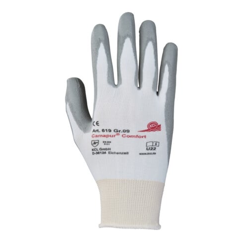 Gants KCL Camapur Comfort jersey sans couture avec enduction PU blanc/gris