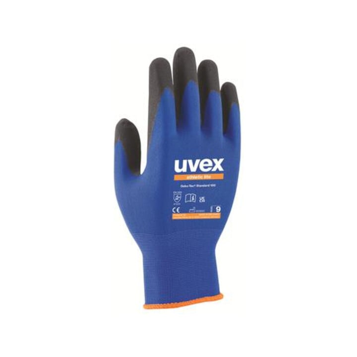 Gants d'assemblage uvex athletic lite, paume et bouts des doigts avec revêtement en mousse micro NBR, taille 9