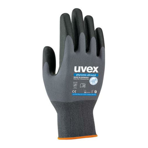 Gants d'assemblage uvex phynomic allround, paume et bouts des doigts avec revêtement en mousse aqua polymère