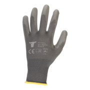 Gants de montage polyester STIER avec revêtement PU, gris, taille 9