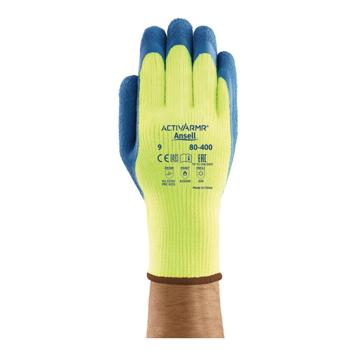 Gants de protection contre le froid PowerFlex 80-400 T. 9 jaune/bleu tissu acryl