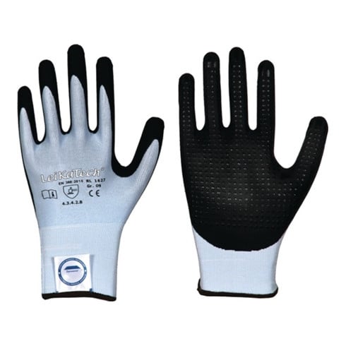 Gants de protection contre les coupures LeiKaTech® 1627 T. 8 bleu/noir fibre spé