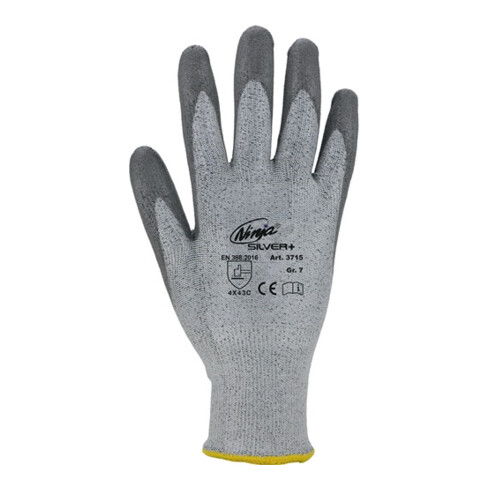 Asatex gants de protection contre les coupures gris avec enduction PU EN388