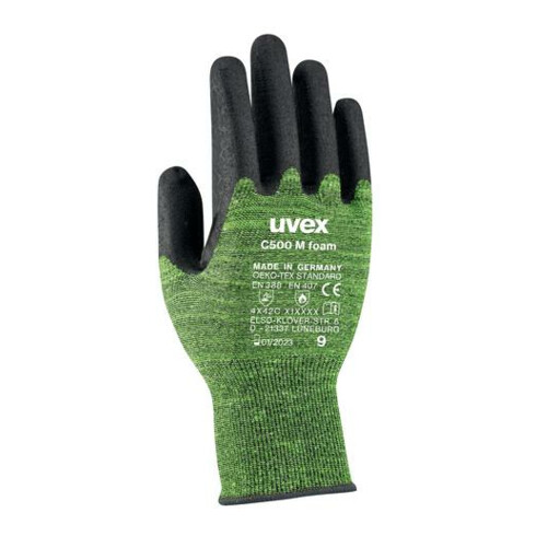 Gants de protection contre les coupures uvex bamboo Twinflex, élastomère haute performance (HPE), revêtement SoftGrip-Foam