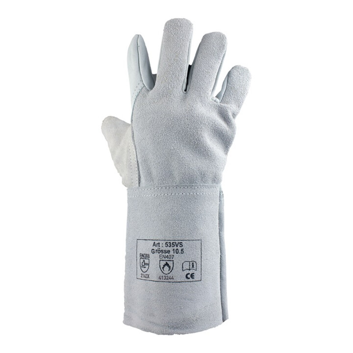 Gants de soudeur T. 10,5 couleurs naturelles cuir fleur de vachette refendu EN 3
