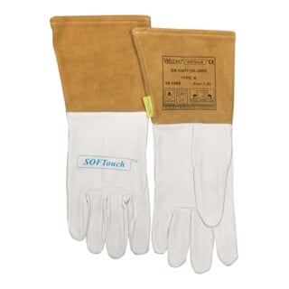 Gants de soudeur taille L (9) nature/orange cuir fleur chèvre/vach./cuir doux to