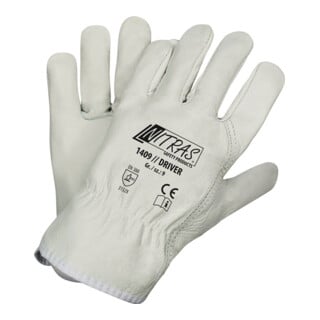 Gants Driver T. 10 gris cuir bovin plein EN 388 cat. II NITRAS