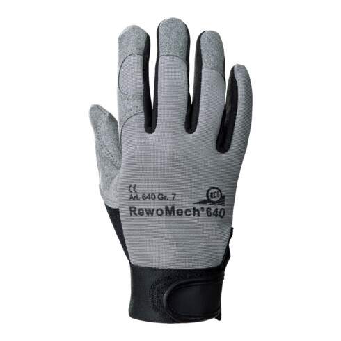 Gants en similicuir RewoMech 640 taille 10 noir/gris similicuir/EL EN 388 cat. I