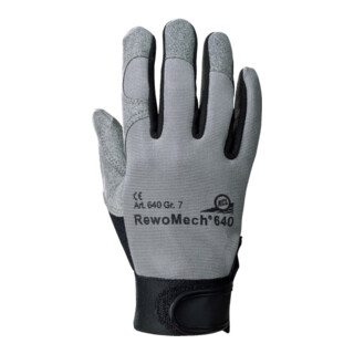 RewoMech Gants en cuir synthétique 640 noir/gris cuir synthétique/élasthanne