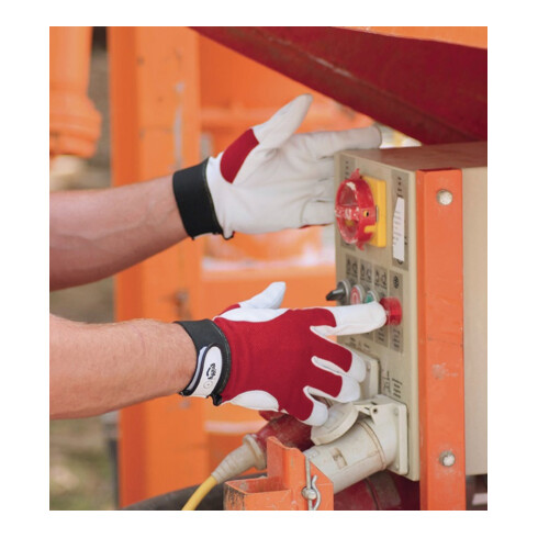 Gants Leipold + Döhle avec dos en nappa de chèvre et velcro rouge