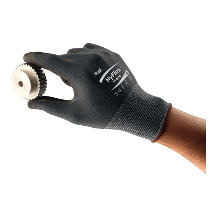 Gants HyFlex 11-840 taille 11 noir/gris nylon-spandex avec mousse nitrile EN 388