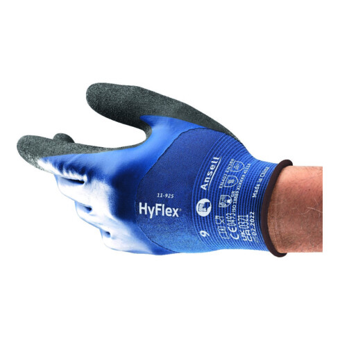 Gants HyFlex 11-925 T. 8 bleu Spandex / tissu de nylon avec nitrile EN 388 cat.