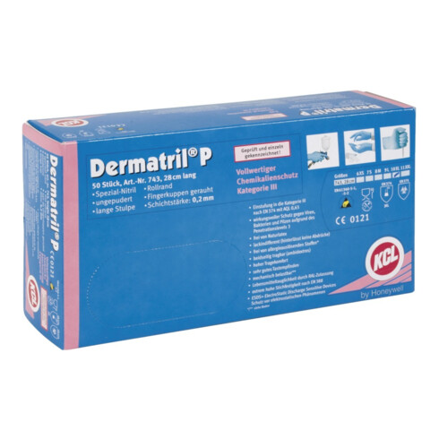 Gants jetables Honeywell Dermatril P 743 bleu nitrile