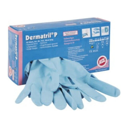 Gants jetables Honeywell Dermatril P 743 bleu nitrile