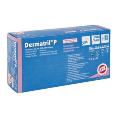 Gants jetables Honeywell Dermatril P 743 bleu nitrile