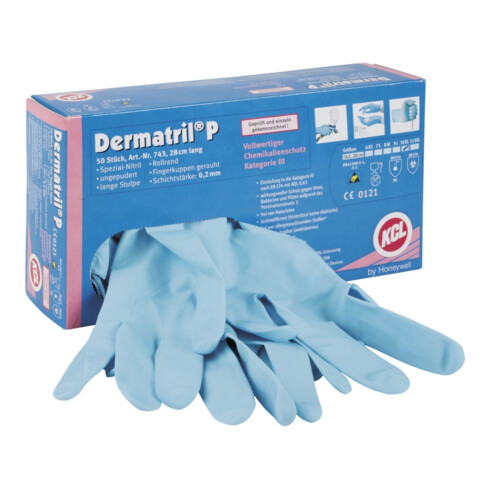 Gants jetables Honeywell Dermatril P 743 taille 11 bleu nitrile