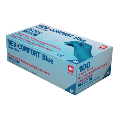 Gants jetables en nitrile Bleu-Confort bleu sans poudre 100 pcs/boîte