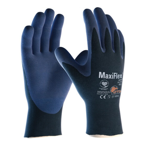 Gants MaxiFlex Elite 34-274 taille 10 bleu/bleu nylon avec nitrile microporeux E