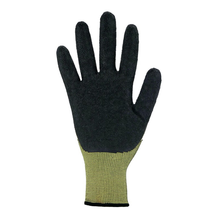 Gants tricotés enduits de latex jaune/noir
