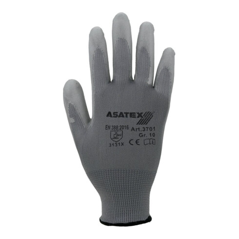 Gants Asatex en nylon gris PU tricoté fin avec ceinture tricotée