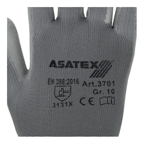 Gants Asatex en nylon gris PU tricoté fin avec ceinture tricotée