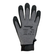 Asatex gants tricotés enduit de PVC ceinture tricotée avec velcro gris
