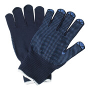 Gants taille 8 coton/polyamide bleu sur carte SB-1