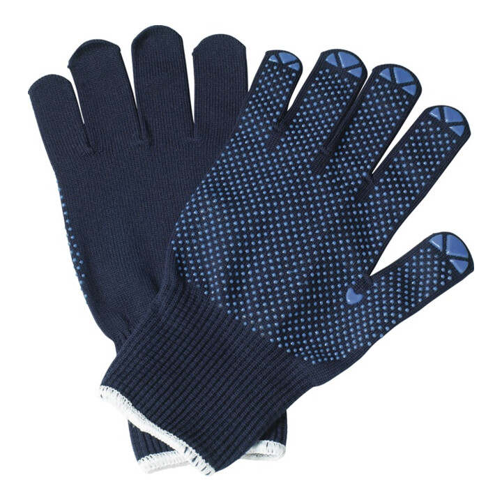 Gants taille 8 coton/polyamide bleu sur carte SB
