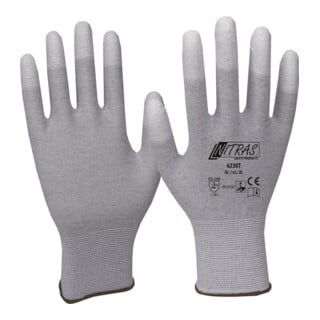 Gants taille L (8) gris/blanc nylon-carbone avec polyuréthane EN 388, EN 16350 c