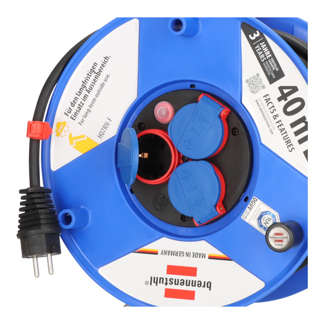 Garant IP44 kabelhaspel voor bedrijfsgebouwen/bouwterreinen 40 m H07RN-F 3G1.5