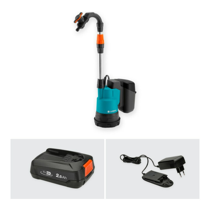 Gardena Akku-Regenfasspumpe 2000/2 18V P4A Ready-To-Use Set