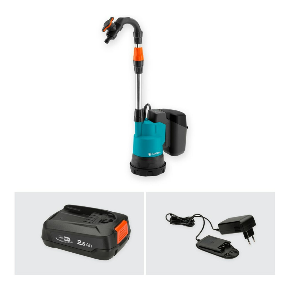 Gardena Akku-Regenfasspumpe 2000/2 18V P4A Ready-To-Use Set