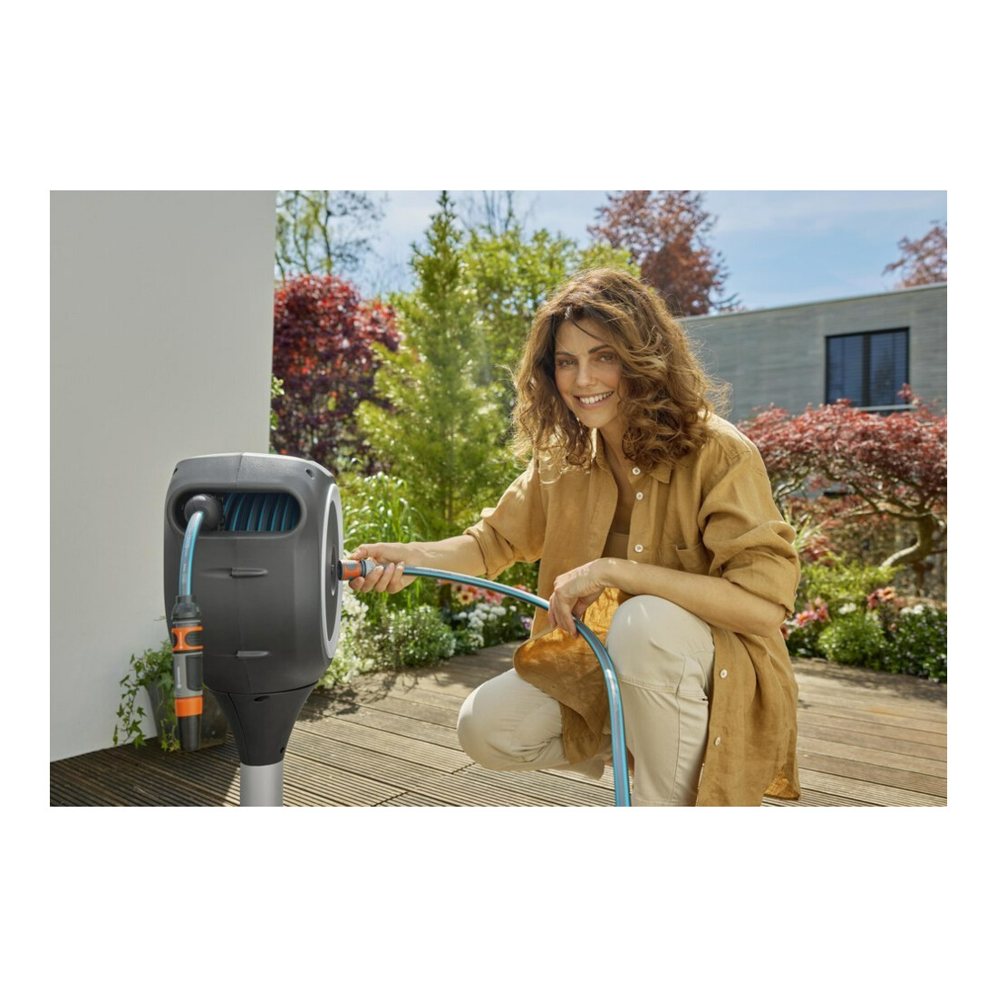 Gardena Boîte enrouleur pour terrasse RollUp M (blanc) 20 m 18617-20