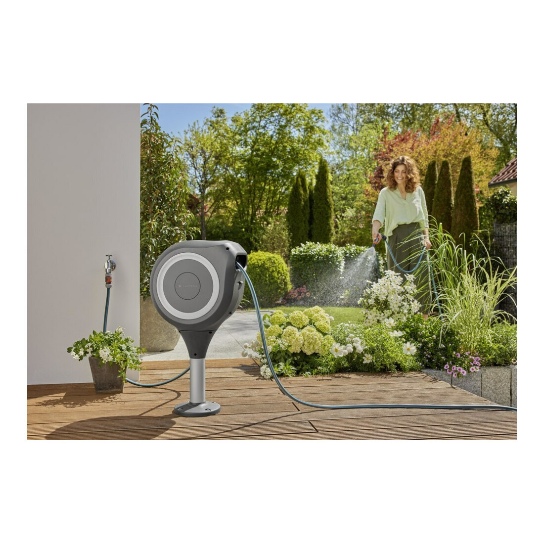 Gardena Boîte enrouleur pour terrasse RollUp S (blanc) 15 m 18607-20
