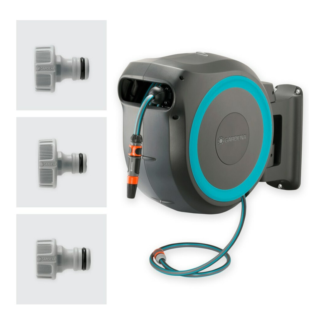 Gardena Boîte murale tuyau turquoise RollUp XL 35 m Multibuse 18313