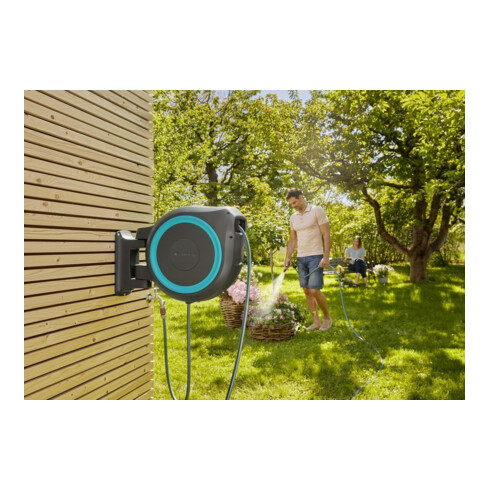 Gardena Boîte murale tuyau turquoise RollUp XL 35 m Multibuse 18313