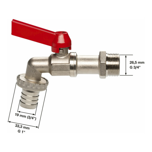 GARDENA Kugel-Auslaufventil, mit 33,3 mm (G 1)-Gewinde / für 19 mm (3/4")-Schläuche