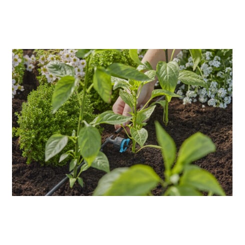 Gardena Micro-Drip-System Regulierbarer Reihentropfer 1-8 l/h, druckregulierend - Inhalt: 5 Reihentropfer, 1 Verschlusskappe