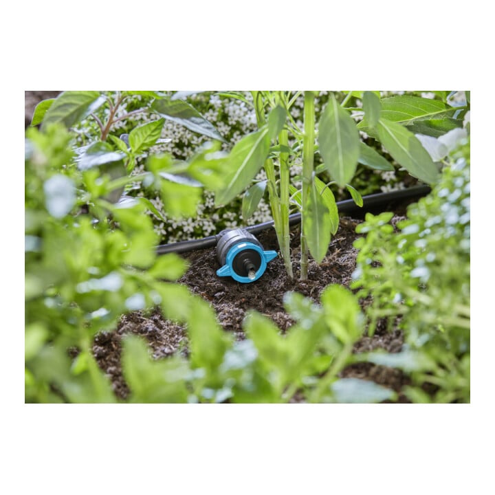 Gardena Micro-Drip-System Regulierbarer Reihentropfer 1-8 l/h, druckregulierend - Inhalt: 5 Reihentropfer, 1 Verschlusskappe