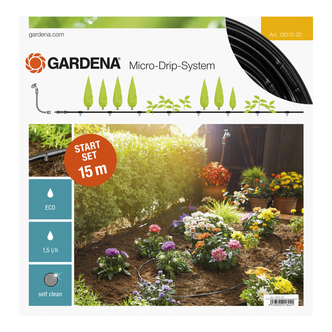 GARDENA Micro-Drip-System Start Set Pflanzreihen S Tropfrohr oberirdisch