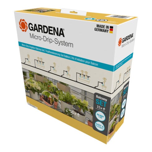 Gardena Micro-Drip-System Tropfbewässerung Set Balkon (15 Pflanzen)