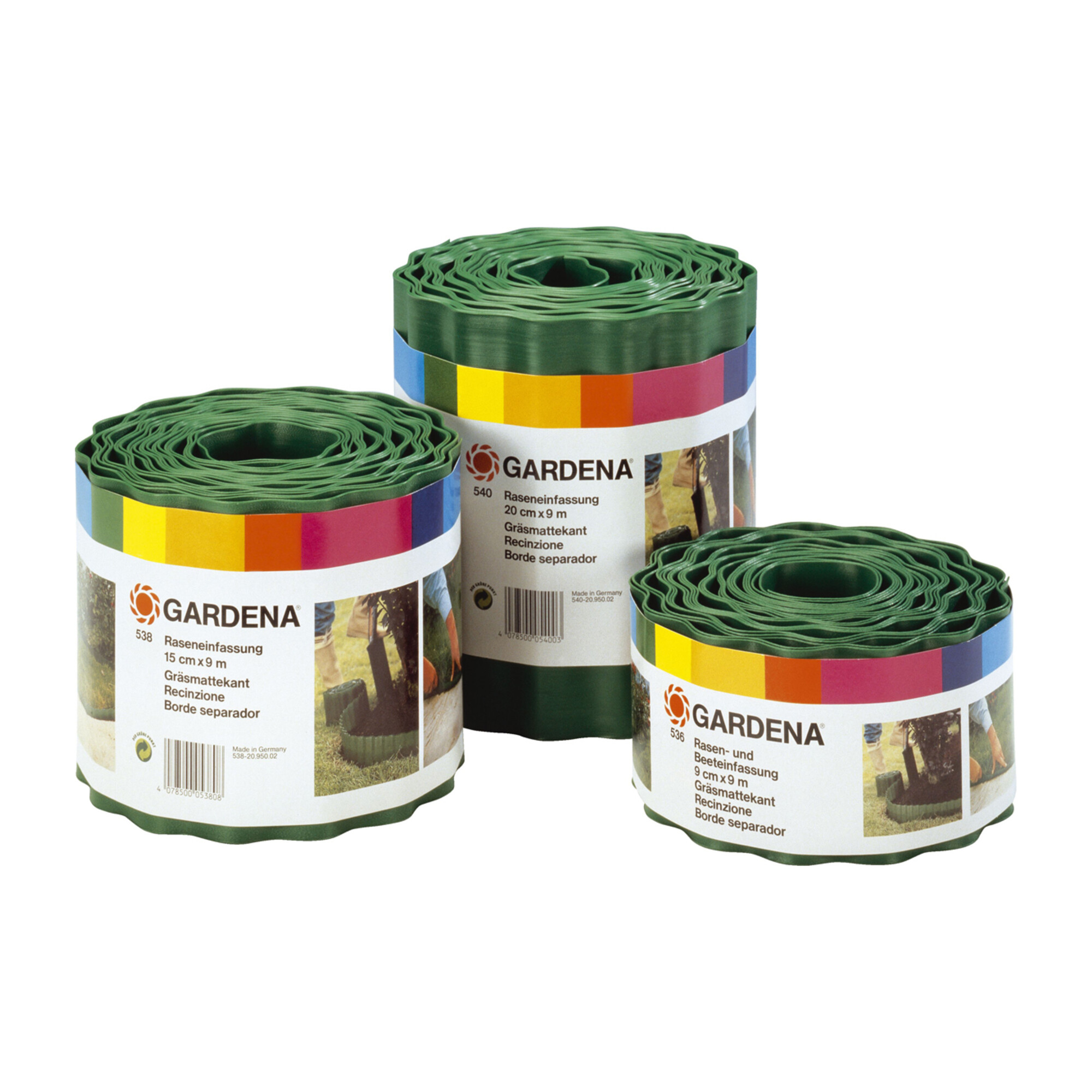 GARDENA Raseneinfassung, grün, Rolle 15 cm hoch, 9 m lang