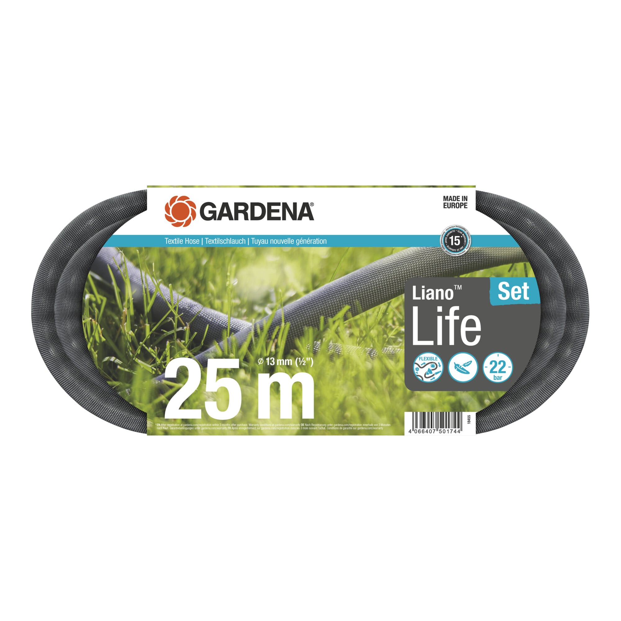 Gardena Textilschlauch Liano Life 1/2", 25 m Set