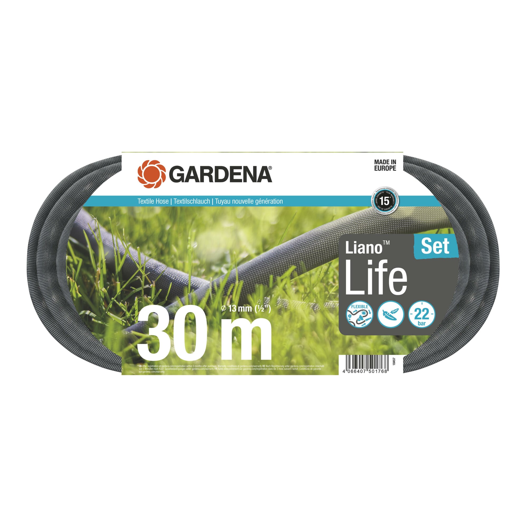 Gardena Textilschlauch Liano Life 1/2", 30 m Set