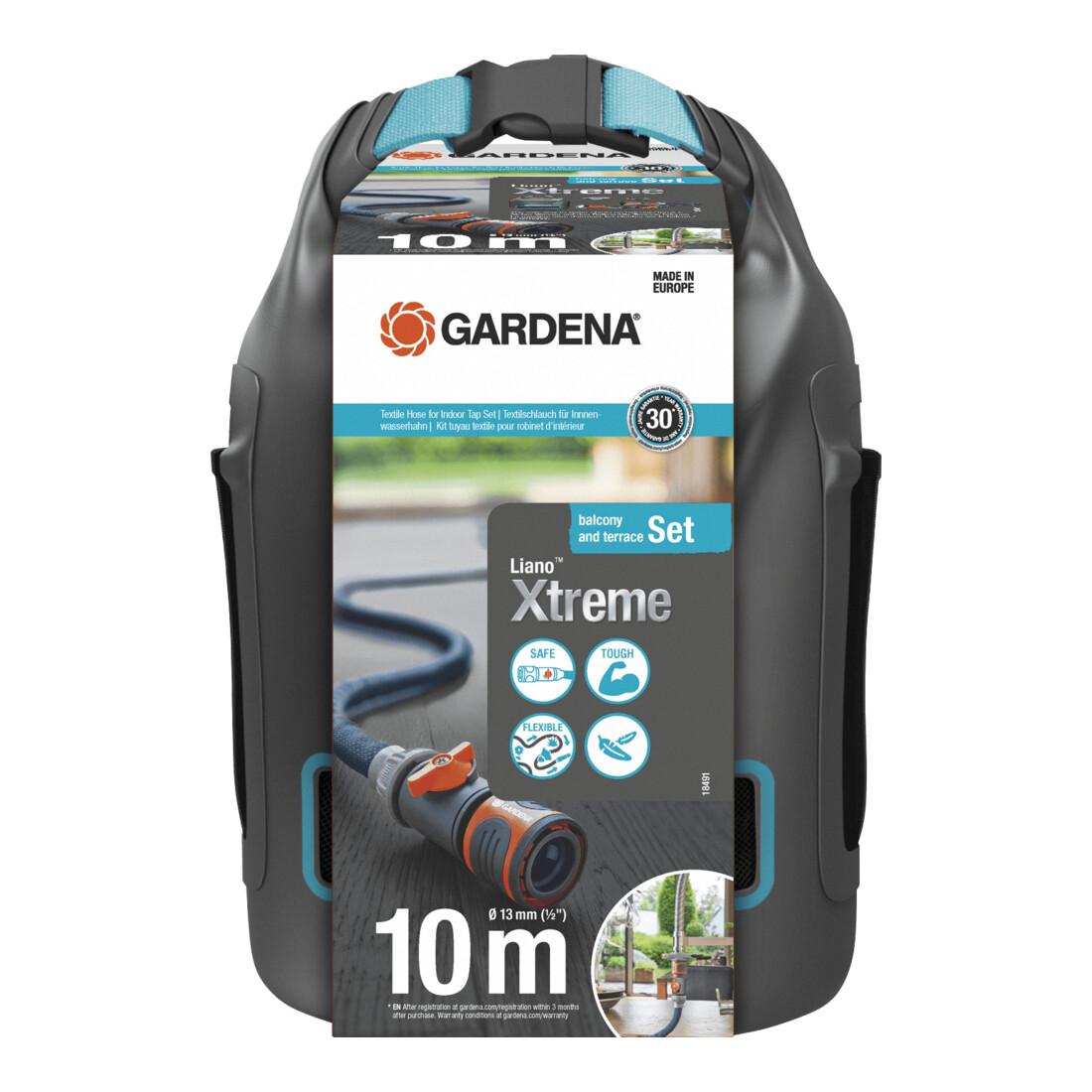 Gardena Textilschlauch Liano™ Xtreme 1/2", 10 m Set + Indoor-Adapter + Tasche - Aktion
