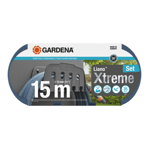 Gardena Textilschlauch Liano™ Xtreme 1/2", 15 m Set + Wandschlauchhalter - Aktion